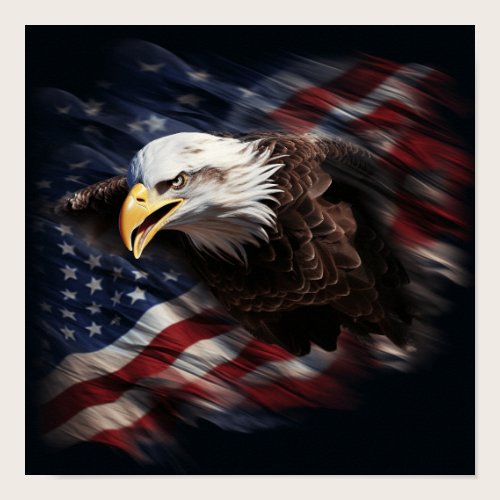 Patriotic Bald Eagle American flag Poster