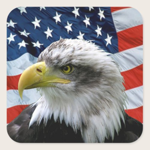 Patriotic Bald Eagle American Flag Sticker