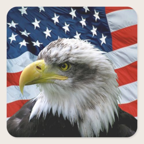 Patriotic Bald Eagle American Flag Sticker
