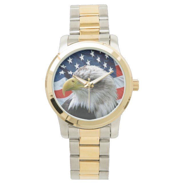 Patriotic Bald Eagle American Flag Watch (Front)