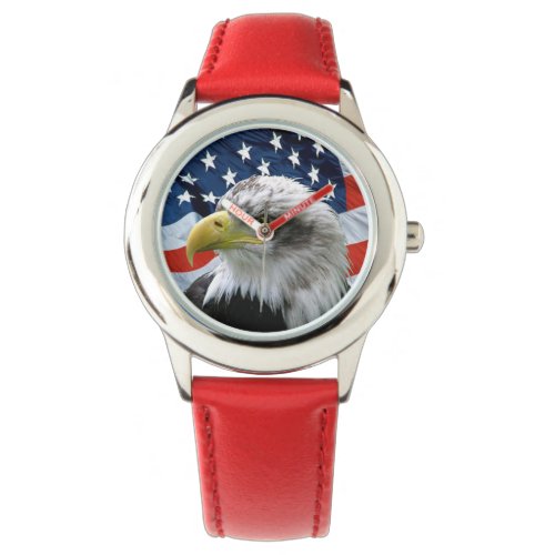 Patriotic Bald Eagle American Flag Watch