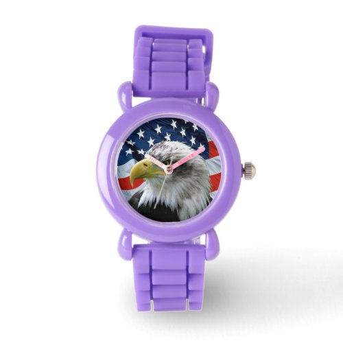 Patriotic Bald Eagle American Flag Watch