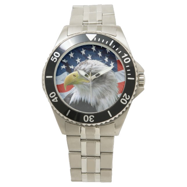 Patriotic Bald Eagle American Flag Watch (Front)