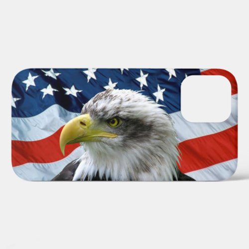 Patriotic Bald Eagle and American Flag iPhone 12 Case