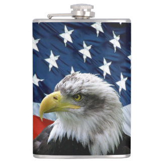 Patriotic Bald Eagle and American Flag Flask