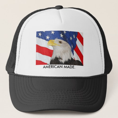 Patriotic Bald Eagle and American Flag Trucker Hat