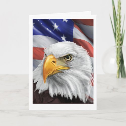 Patriotic Bald Eagle Blank Greeting Card