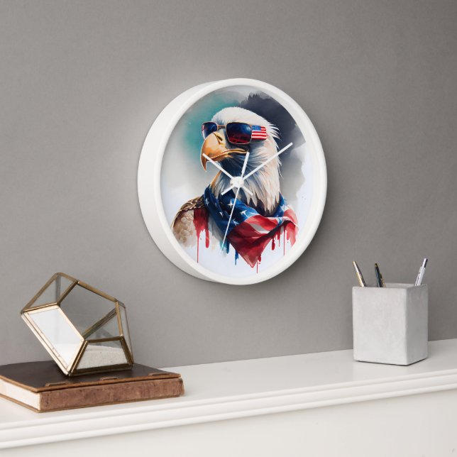 Patriotic Bald Eagle Clock (Office)