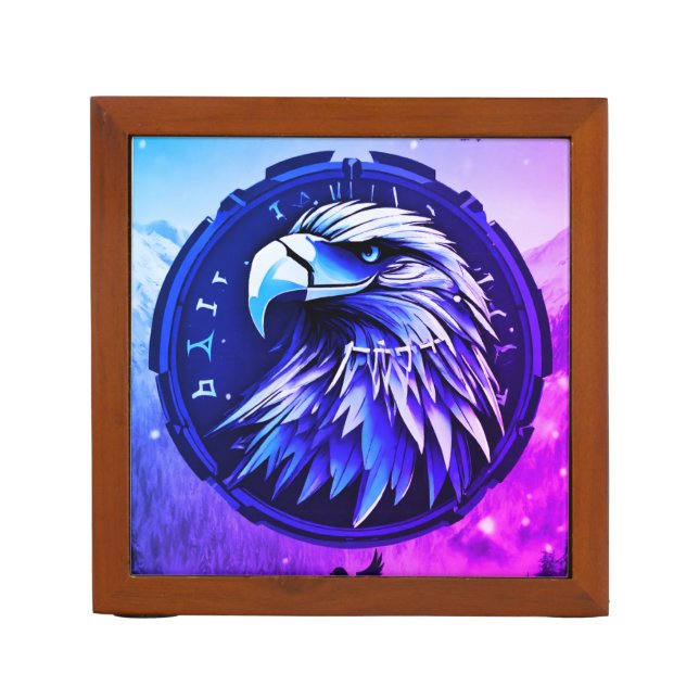 Patriotic Bald Eagle Desk Organizer (Front)