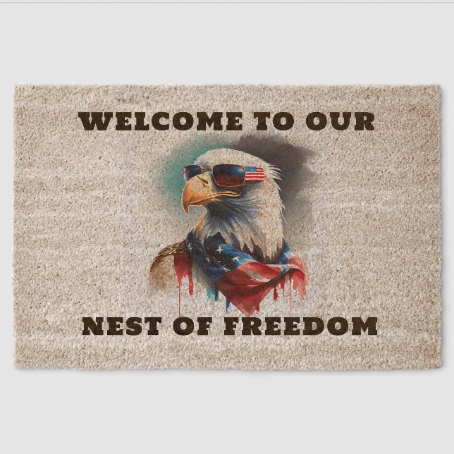 Patriotic Bald Eagle Fiber Doormat (Front)