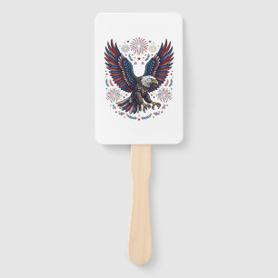 Patriotic Bald Eagle Fireworks Vintage Vector Desi Hand Fan