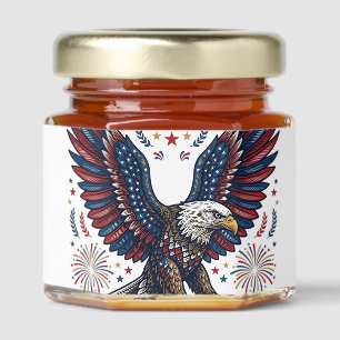 Patriotic Bald Eagle Fireworks Vintage Vector Desi Honey Jar Favors