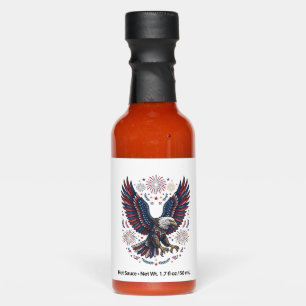Patriotic Bald Eagle Fireworks Vintage Vector Desi Hot Sauces