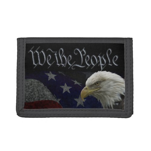 Patriotic Bald Eagle  Flag Tri_fold Wallet