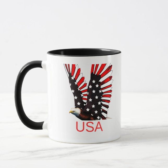 Patriotic Bald Eagle Flying Design Mug (Left)