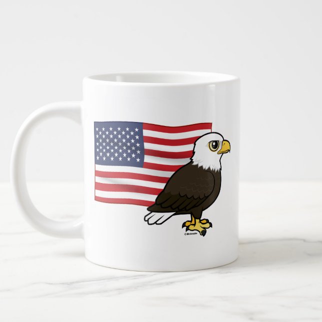 Patriotic Bald Eagle Giant Coffee Mug (Left)