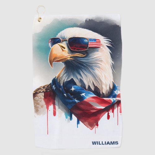 Patriotic Bald Eagle Golf Towel