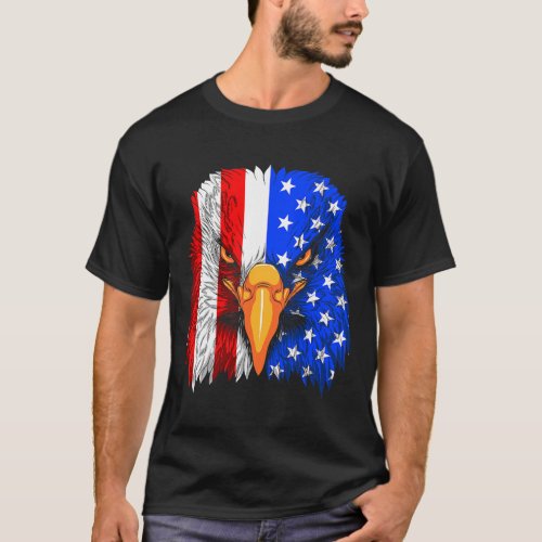 Patriotic Bald Eagle Head with USA Flag America T_Shirt