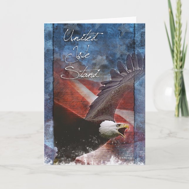 Patriotic Bald Eagle in Flight Greeting Card (Front)