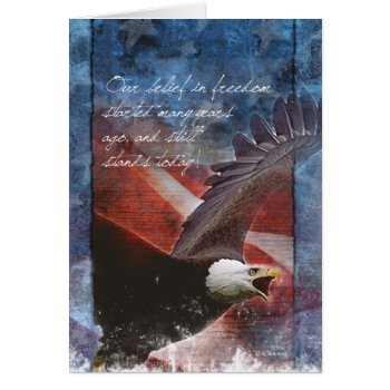Patriotic Bald Eagle In Flight Thakn You Card by William63 at Zazzle