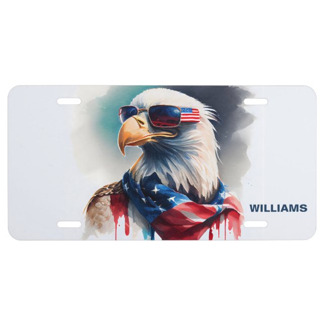 Patriotic Bald Eagle License Plate (Front)