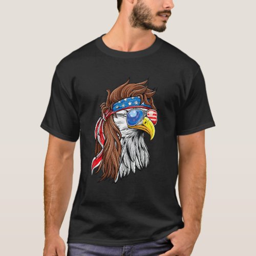 Patriotic Bald Eagle Mullet Usa American Flag 4th  T_Shirt