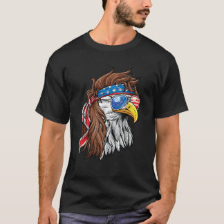 Patriotic Bald Eagle Mullet USA American Flag 4th T-Shirt