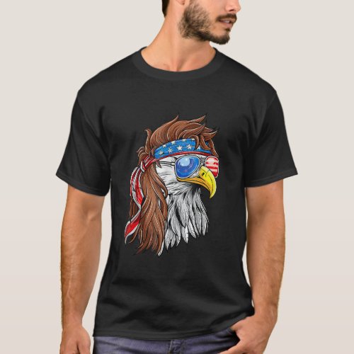 Patriotic Bald Eagle Mullet USA American Flag 4th  T_Shirt