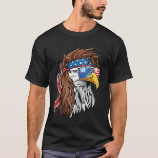 Patriotic Bald Eagle Mullet USA American Flag T-Shirt