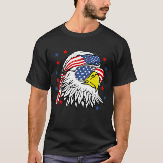 Patriotic Bald Eagle Mullet USA American Flag T-Shirt