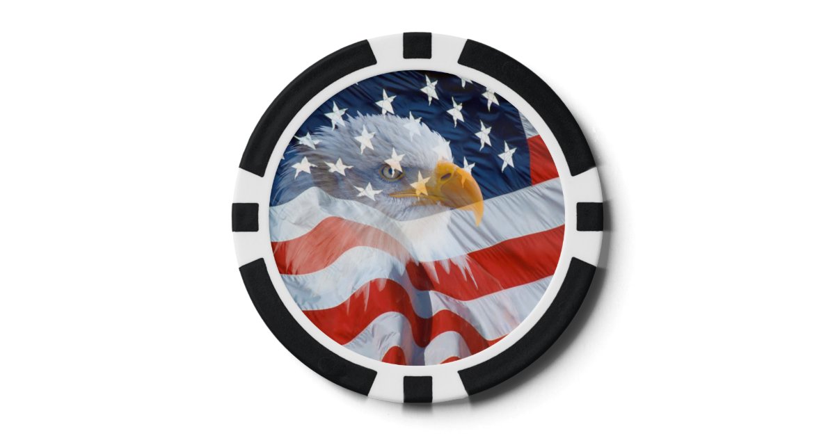 Patriotic Bald Eagle Over The American Flag Poker Chips Set | Zazzle.com