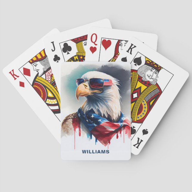 Patriotic Bald Eagle Poker Cards (Back)