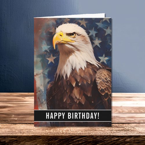 Patriotic Bald Eagle Portrait Birthday Card