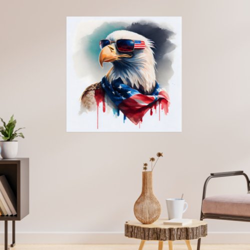 Patriotic Bald Eagle Poster