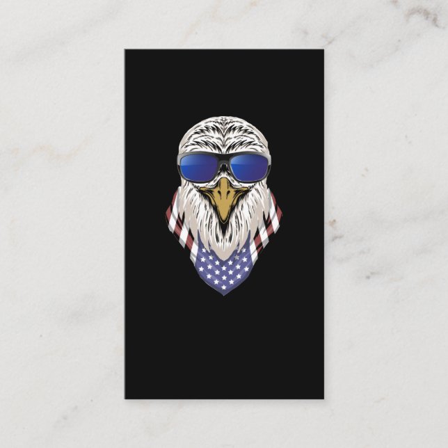 Patriotic Bald Eagle Sunglasses American Flag Bird Business Card (Front)