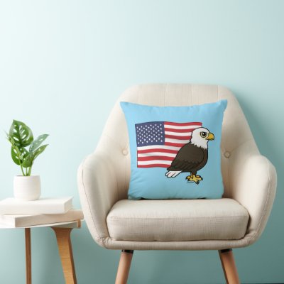 Patriotic Bald Eagle Throw Pillow