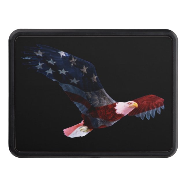 Patriotic Bald Eagle Trailer Hitch Cover (Front)