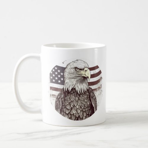 Patriotic Bald Eagle USA Flag Coffee Mug