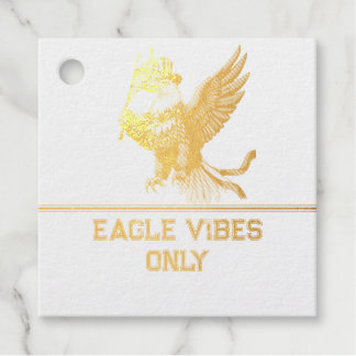 Patriotic Bald Eagle with American Flag – July 4th Foil Favor Tags