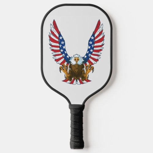 Patriotic Bald Eagle with American Flag  Pickleball Paddle