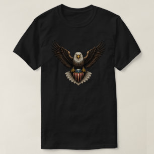 Patriotic Bald Eagle with American Flag Shield T-Shirt