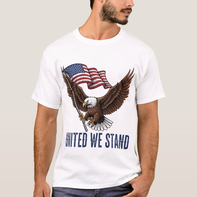 Patriotic Bald Eagle with American Flag – “United  T-Shirt (Front)