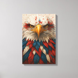 Patriotic Bald Eagle with Red White Blue Feathers Canvas Print