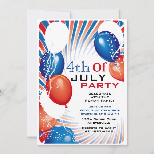 Patriotic Balloons Invitation