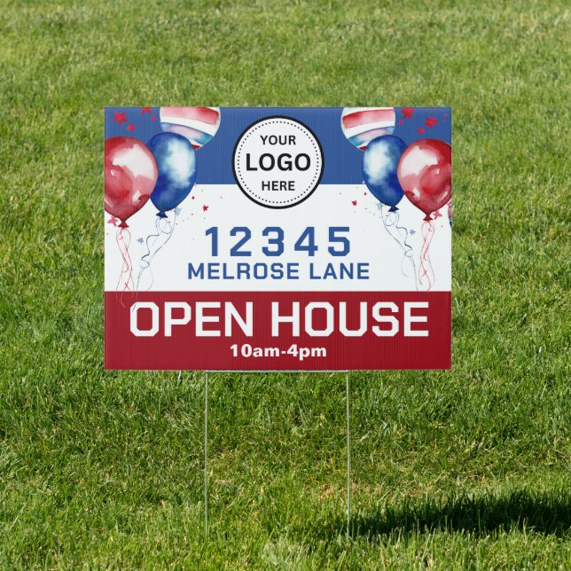 Patriotic Balloons Realtor Open House Sign (Insitu)