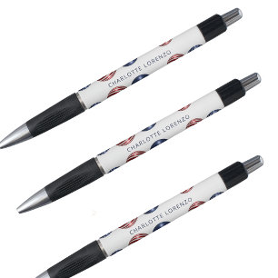 Patriotic balloons red white blue name pen