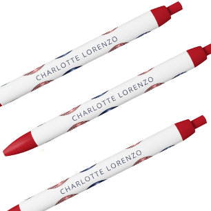Patriotic balloons red white blue name pen