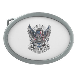 Patriotic Bandana Rocker Old Glory Music Rock Meta Belt Buckle