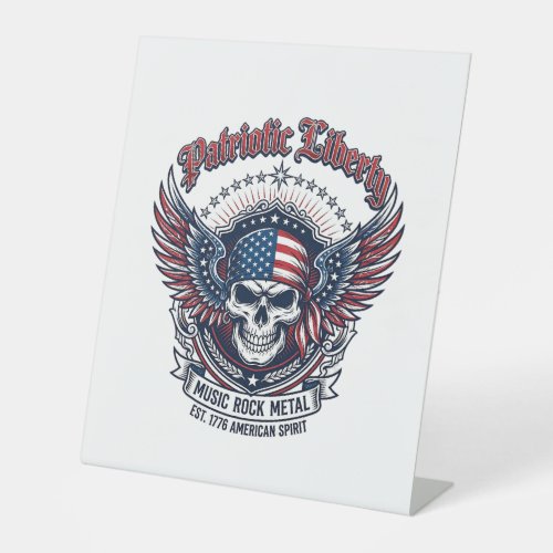 Patriotic Bandana Rocker Old Glory Music Rock Meta Pedestal Sign