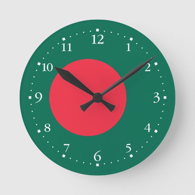 Patriotic Bangladesh Flag Round Clock (Front)